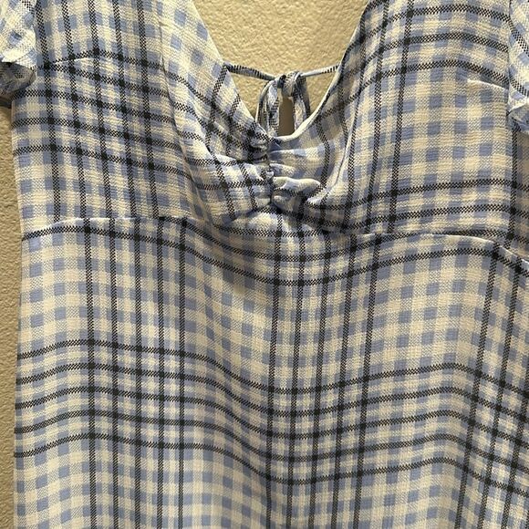 Urban Outfitters Spring Showers Blue Plaid Chiffon Dress Size Med Preppy - Picture 5 of 11